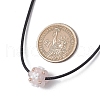 Natural Rose Quartz & Glass Seed Beads Cluster Flower Pendant Necklaces NJEW-MZ00095-01-3