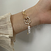 Brass Micro Pave Clear Cubic Zirconia Oval with Tulip Link Bracelets for Women FS-WG76AA2-02-2