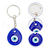 24Pcs 2 Styles Handmade Lampwork Teardrop & Flat Round with Evil Eye Keychains KEYC-DR00001-3