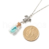 Glass Bottle with Synthetic Turquoise Chips Pendant Necklace NJEW-JN03841-02-5