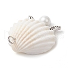 Copper Wire Wrapped Shell Pendants PALLOY-JF02710-02-4