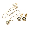 304 Stainless Steel Enamel Pendant Necklaces & Hoop Earring Set for Women SJEW-C007-03G-01-4