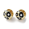 Round with Evil Eye Enamel Hook Earrings EJEW-M237-01G-01-1