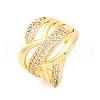 Brass Micro Pave Clear Cubic Zirconia Cuff Rings RJEW-U047-13G-4