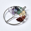 Natural & Synthetic Mixed Stone Bead Brass Wire Wrapped Big Pendants X-G-S202-05-3