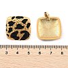 Leopard Print Brass Enamel Stud Earrings for Women EJEW-U055-15B-G-3