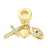 Brass Micro Pave Cubic Zirconia European Dangle Charms KK-D325-15G-1