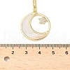 Brass Micro Pave Clear Cubic Zirconia Moon with Star Pendant Necklaces for Women NJEW-S449-02G-5