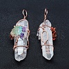 Natural Quartz Crystal and Mix Gemstone Big Pointed Pendants G-K235-01B-2