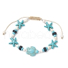 Synthetic Turquoise Beads Braided Bracelets for Men Women BJEW-JB11993-02-2