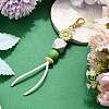 Sunflower Silicone & Natural Wood Beads Pendant Decorations HJEW-JM03080-7