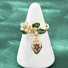 Brass Micro Pave Cubic Zirconia Cuff Rings for Women RJEW-F182-08B-G-1