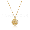 925 Sterling Silver 12 Constellation Necklace Gold Horoscope Zodiac Sign Necklace Round Astrology Pendant Necklace with Zircons Birthday Jewelry Gift for Women Men JN1089E-1