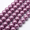 Polished Round Grade A Shell Pearl Bead Strands BSHE-M027-6mm-11-1
