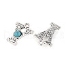 Synthetic Turquoise & Alloy Pendants PALLOY-H146-01AS-Y-2