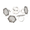 Adjustable Iron Flower Finger Ring Components Alloy Cabochon Bezel Settings PALLOY-Q300-15AS-NR-5