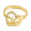Heart with Letter Rack Plating Brass Micro Pave Cubic Zirconia Adjustable Rings for Women RJEW-I105-06G-K-2