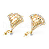 Brass Micro Pave Cubic Zirconia Stud Earring Findings KK-N233-137-1