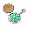 Flat Round with Flower Pattern Resin Pendant Decorations HJEW-JM03462-3