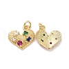 Heart Brass Micro Pave Colorful Cubic Zirconia Pendants KK-G406-39G-2