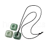 Natural Green Aventurine Square Pendants Black PU Leather Cord Necklaces NJEW-K285-01B-4
