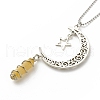 Natural Gemstone Bullet with Alloy Moon Pendant Necklace for Women NJEW-JN03912-6