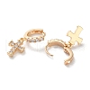 Brass Micro Pave Clear Cubic Zirconia Hoop Earrings EJEW-C121-18G-2