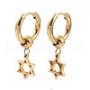 6Pairs PVD Vacuum Plating 201 Stainless Steel Star of David Dangle Hoop Earrings with 304 Stainless Steel Pin for Women EJEW-F280-03G-1