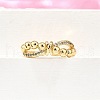 Brass Micro Pave Clear Cubic Zirconia Cuff Rings RJEW-H247-29G-3