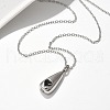 304 Stainless Steel Black Enamel Heart Teardrop Keepsake Ashes Memorial Necklaces NJEW-P326-06P-1