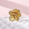 Brass Micro Pave Clear Cubic Zirconia Cuff Rings for Women RJEW-H248-05G-2