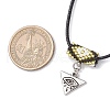 Glass Seed Beaded & Alloy Triangle Evil Eye Pendant Necklaces NJEW-MZ00110-04-3
