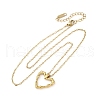 Textured Heart Outline 304 Stainless Steel Pendant Necklaces NJEW-M096-38G-2