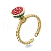 Brass Enamel Open Cuff Rings for Women RJEW-F179-08G-04-2
