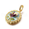 Brass Micro Pave Cubic Zirconia & Enamel Pendants KK-R222-08G-04-2