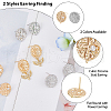 DICOSMETIC 8Pcs 4 Style Flat Round with Flower Brass Micro Pave Clear Cubic Zirconia Stud Earrings Findings KK-DC0002-90-3
