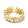 Cubic Zirconia Rectangle Open Cuff Ring RJEW-G282-02G-02-2