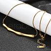 Ion Plating(IP) 304 Stainless Steel Round Snake Chain Textured Bar Pendant Necklaces for Women NJEW-K276-15G-2