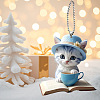 Cat with Book Acrylic Pendant Decorations PW-WG2DD04-01-5