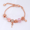 Key Brass & Alloy & Rhinestone Enamel Charm Bracelets FS-WGCDDA6-05-1