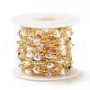 Brass Glass Flat Round Link Chains CHC-E024-13G-3