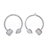 Brass Micro Pave Clear Cubic Zirconia Stud Earrings EJEW-K083-14P-2