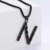 Stylish Stainless Steel Initial Pendant Necklaces SR1473-14-1