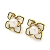 Mother's Day Jewellery Brass Flower Stud Earrings with Natural Pearl EJEW-Z020-04G-1
