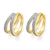 Brass Micro Pave Clear Cubic Zirconia Hoop Earrings EJEW-H158-15GP-4