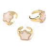 Star Natural Rose Quartz Cubic Zirconia Cuff Rings RJEW-M076-02G-05-2