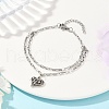 Heart 304 Stainless Steel Double Layer Bracelets for Women BJEW-JB11640-1
