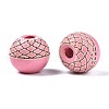 Painted Natural Wood Beads WOOD-S057-072O-3