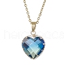 2Pcs 2 Styles Teardrop Heart K9 Glass Imitation Tourmaline Pendant Necklaces Sets NJEW-JN05188-02-4