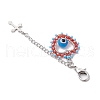 Handmade Evil Eye Lampwork & Glass Seed Beaded Heart Pendant Decorations HJEW-MZ00211-01-4